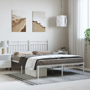 Giroletto con Testiera Metallo Bianco 135x190 cm 373739