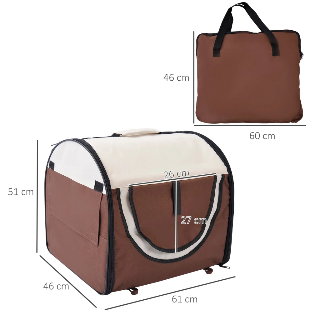 Borsa di trasporto per cani pieghevole 61 x 46 x 51 cm buona aerazione cuscino rimovibile moderno accogliente in tessuto oxford caffè 21_0007591