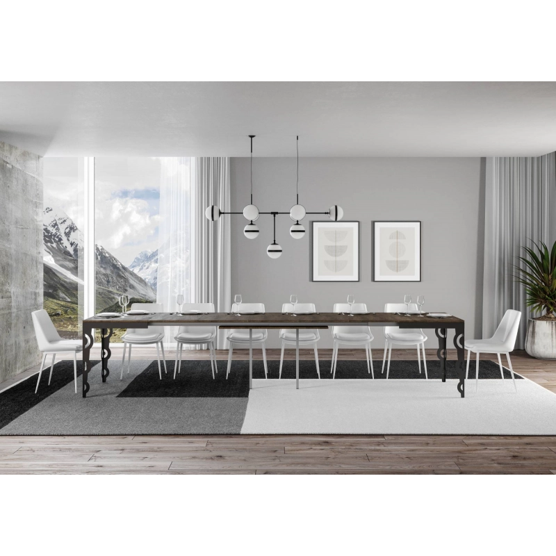 Tavolo allungabile 90x160/420 cm Karamay Evolution telaio Antracite - Noce