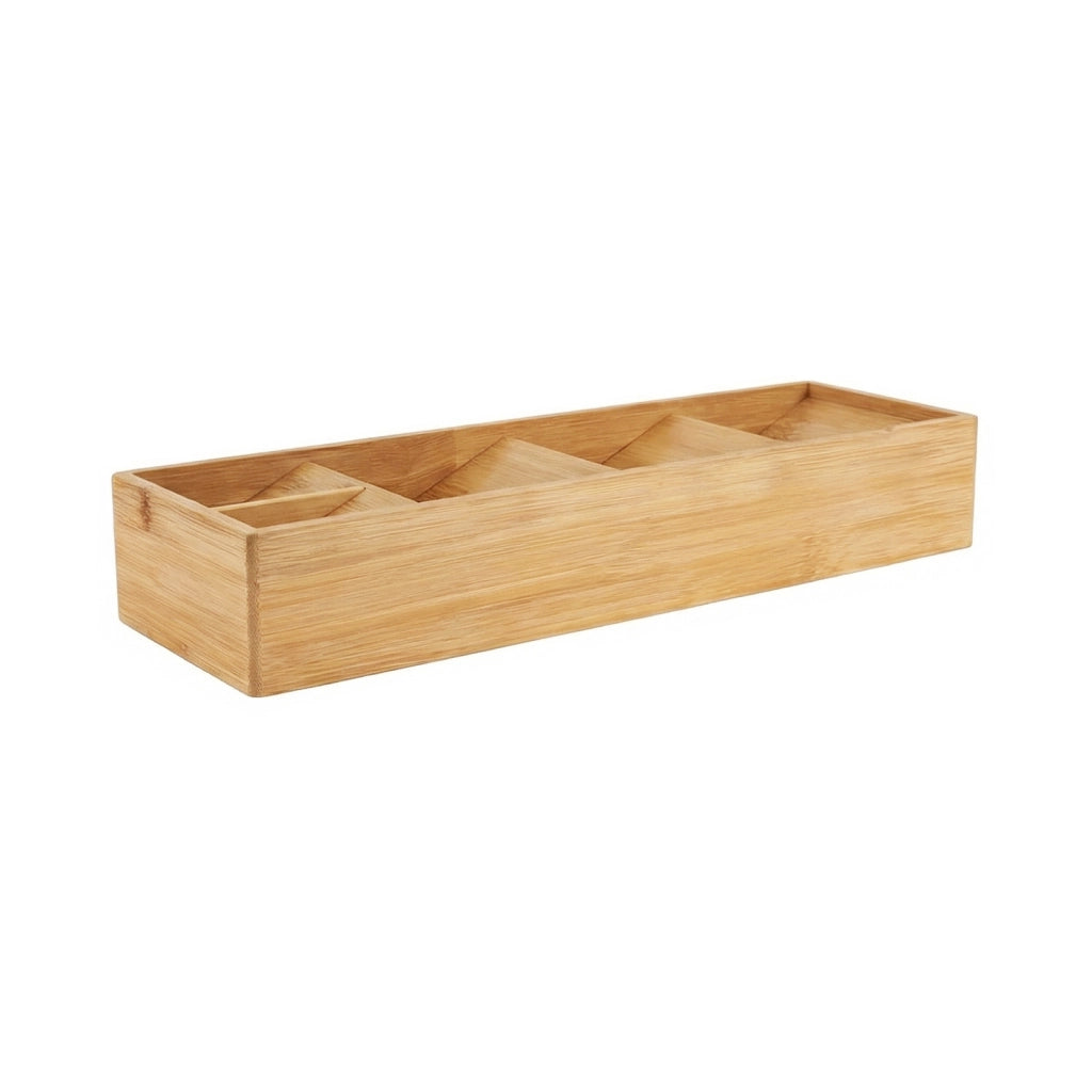Organizer Posate in Bambù 5 Scomparti per Cassetto con Piedini Antiscivolo Beige Cheffinger