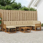 Set di divani da esterno con cuscino 8 pcs Naturale e Beige