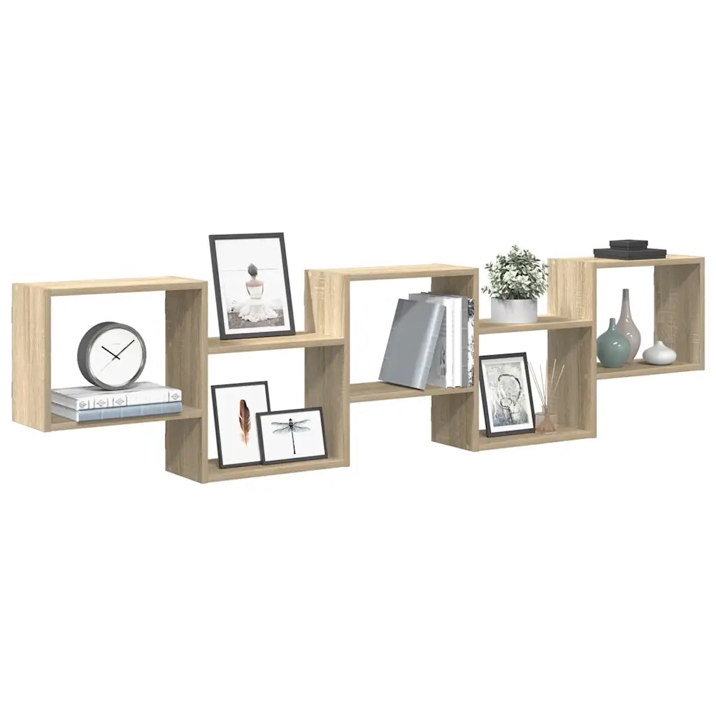 Mensola a Cubo da Parete 5 Scomparti Truciolato Rovere Sonoma 859997