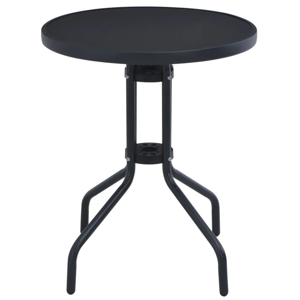 Tavolo da Giardino Nero 60 cm in Acciaio e Vetro 47252