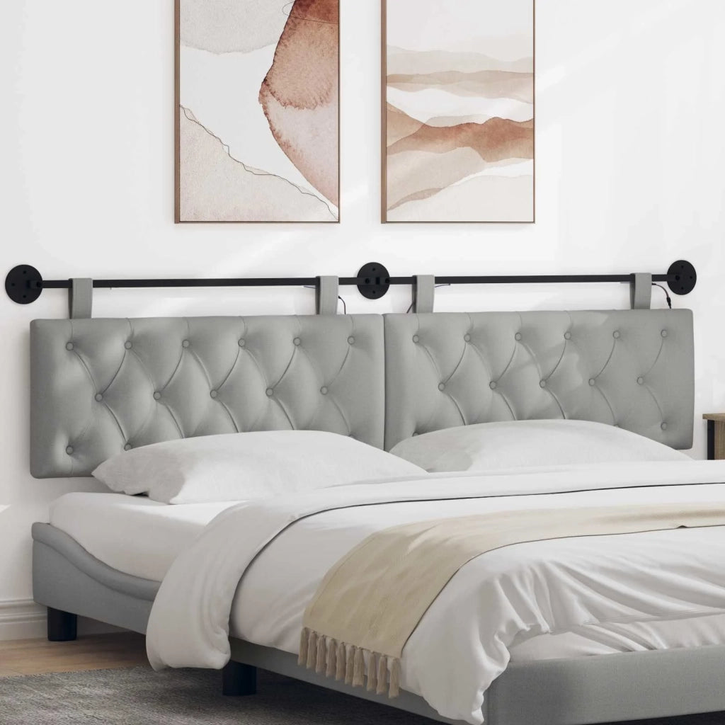 Testiera sospesa Con luce LED Grigio Nuvola Tessuto
