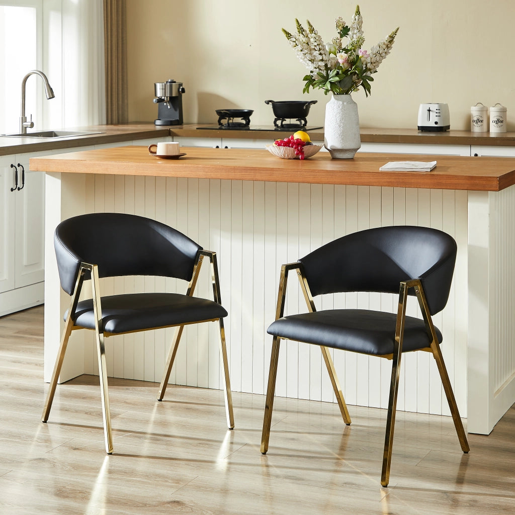 Set di 2 sedie da pranzo - con schienale ergonomico e base regolabile - nero