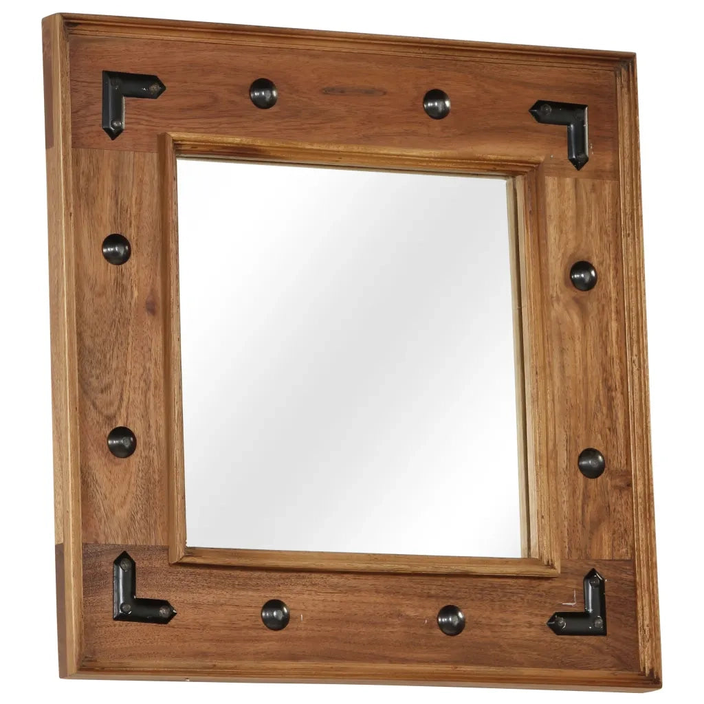 Specchio in Legno Massello di Acacia 50x50 cm