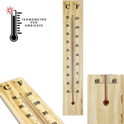 Trade Shop - Termometro Interno Esterno Da Muro In Legno °c °f Casa Ufficio Giardino -