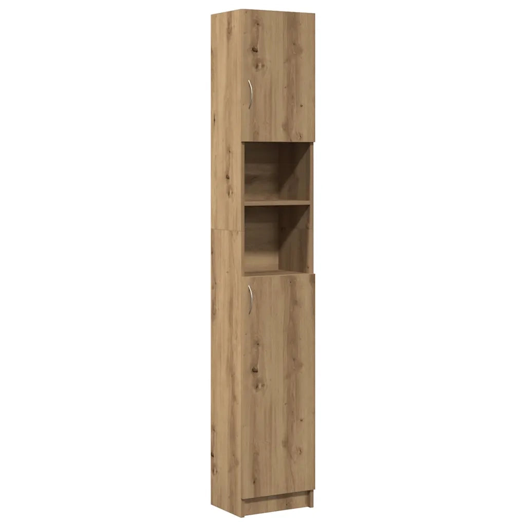 Mobiletto da bagno artigianale in rovere 32x25,5x190 cm in legno ingegnerizzato 856049