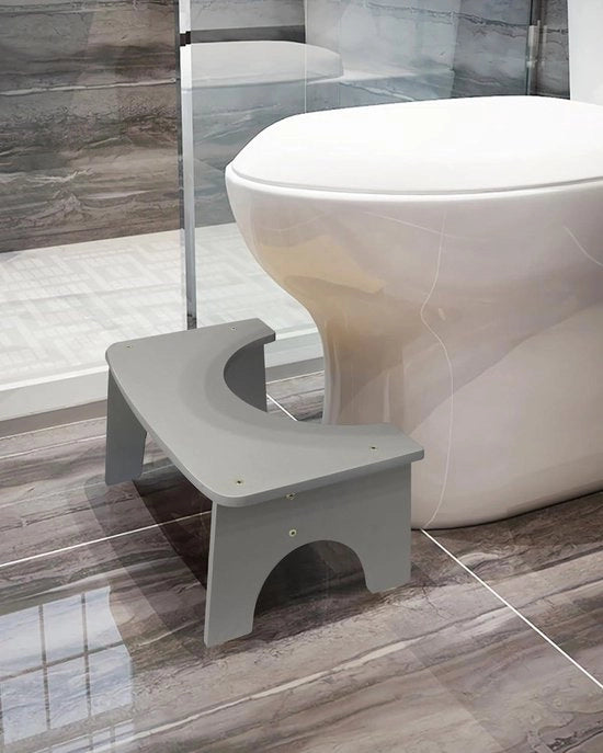 Sedia WC in bambù - Piastra WC a forma di C in legno - 35 gradi - Forma C - Grigio - Sostenibile