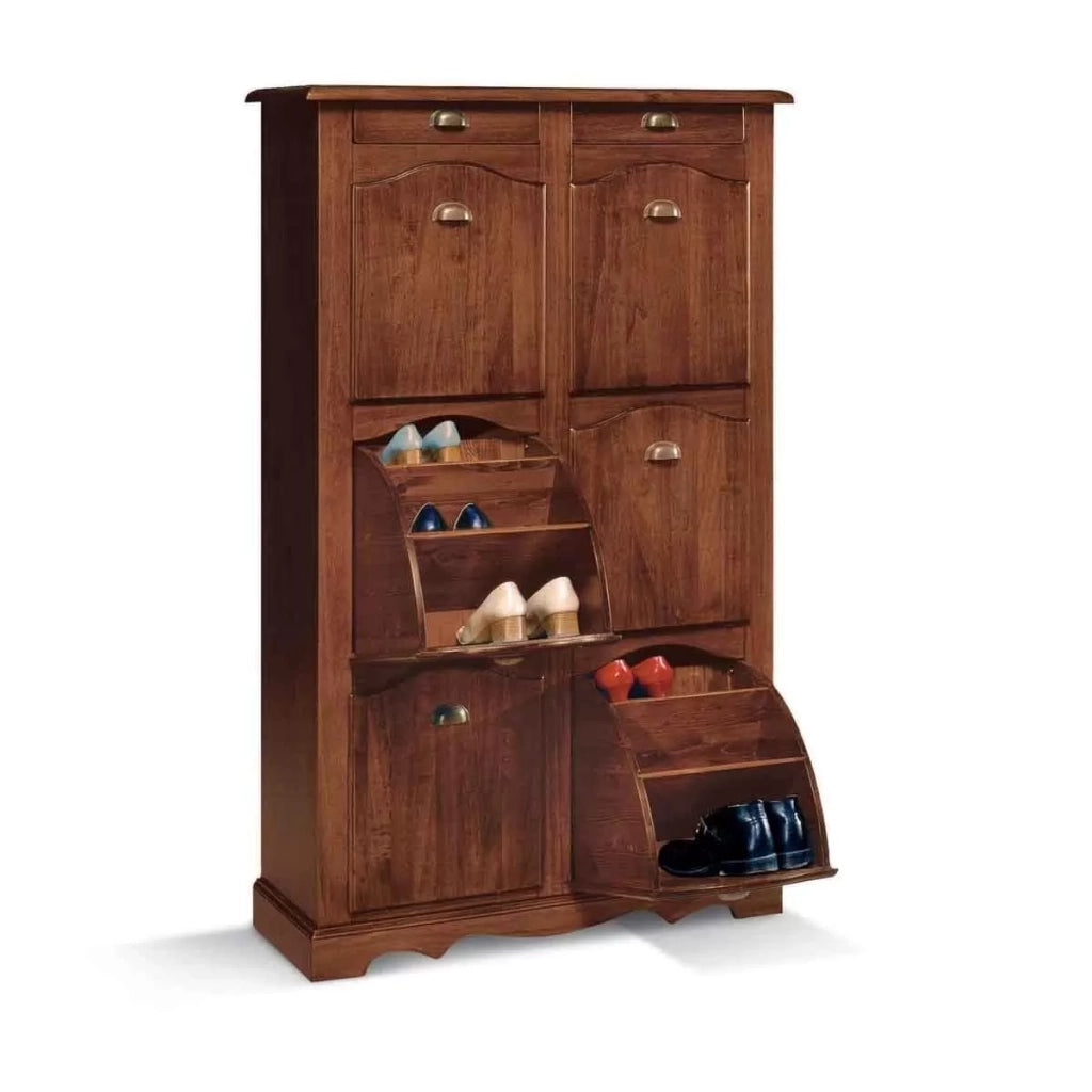 Scarpiera doppia finitura laccato avorio pennellato con decori l.94 p.43 h.155 - Mobili 2G