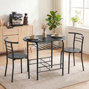 Set tavolo da pranzo con 2 sedie e ripiano effetto marmo nero