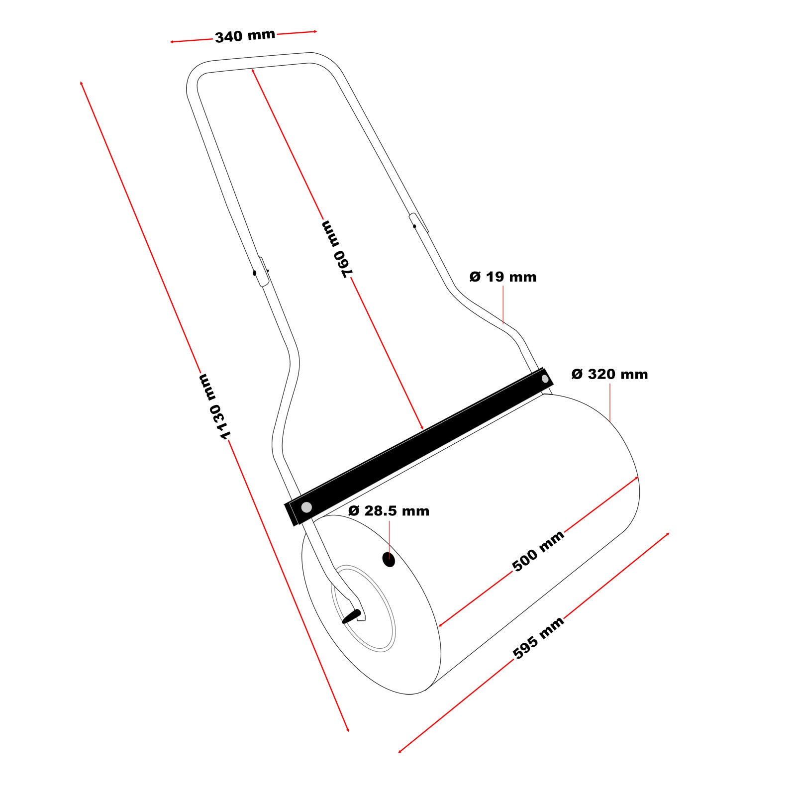Rullo da giardino per prati e campi Riempibile Larghezza di lavoro 50 cm Volume 40 l