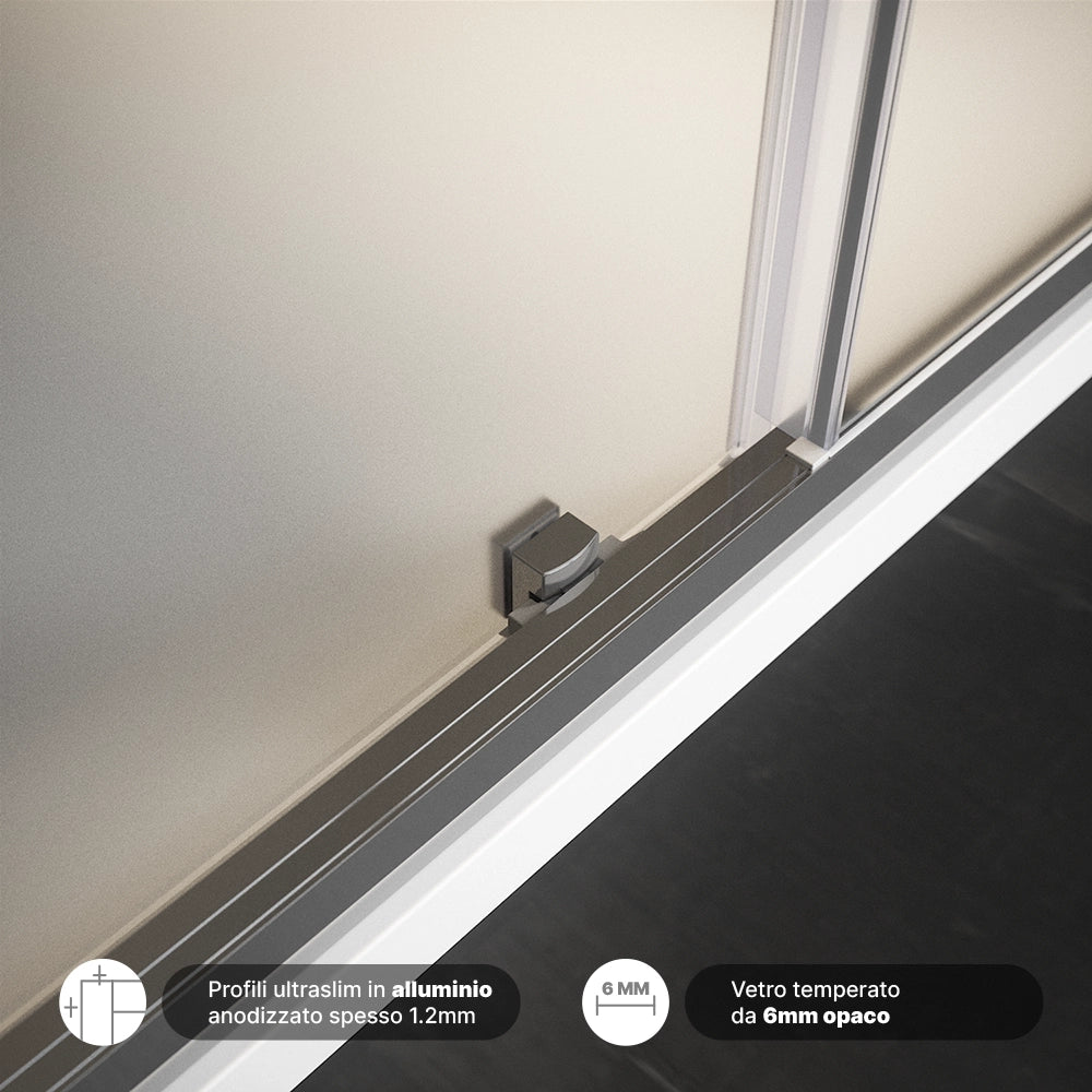 Porta doccia 150cm apertura scorrevole vetro 6mm opaco  | Aruba