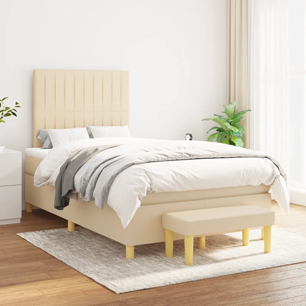 Giroletto a Molle con Materasso Crema 120x190 cm in Tessuto 3270423