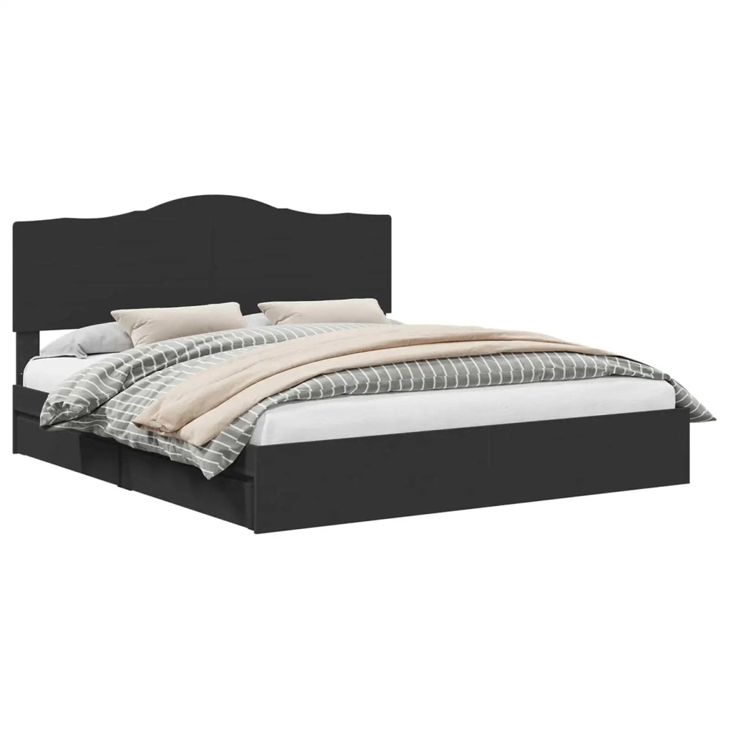 Letto con Contenitore Nero 200 x 200 cm Legno multistrato 3413472