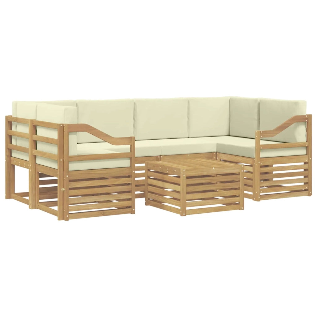 Set di divani da esterno 7 pcs Bianco e Crema Poliestere