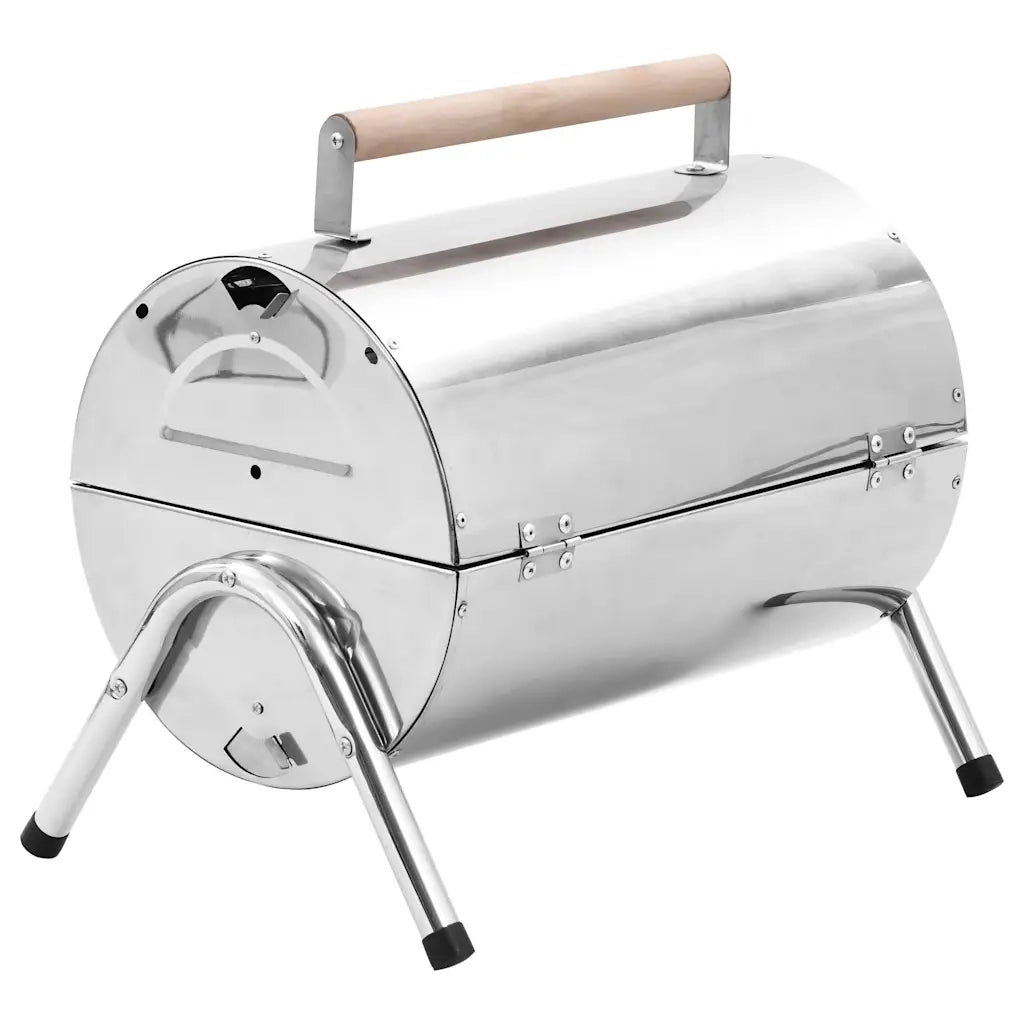 Barbecue da Tavolo Portatile in Acciaio Inox con Doppia Griglia 47852