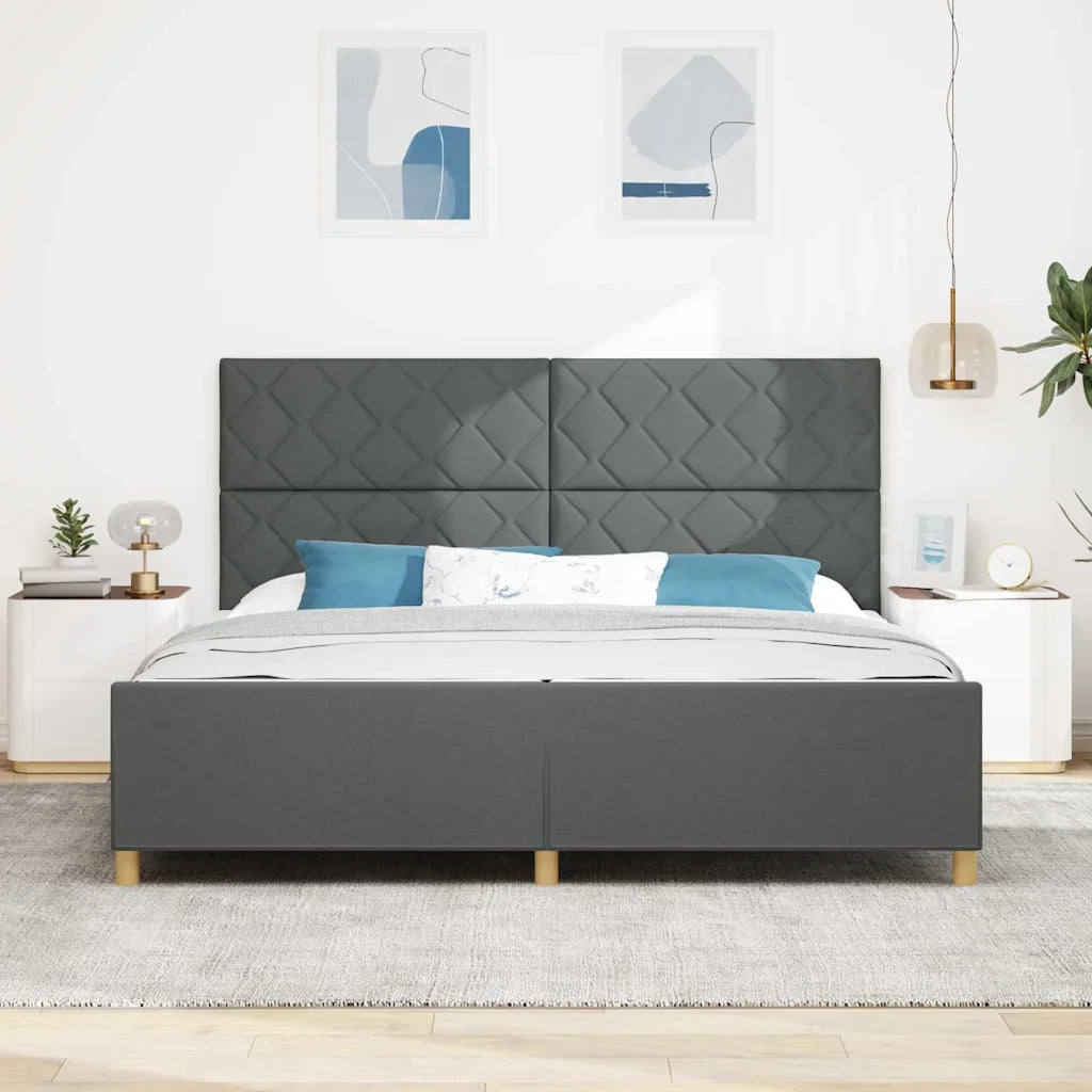 Struttura del letto Grigio scuro 200 x 200 cm Tessuto 3344831