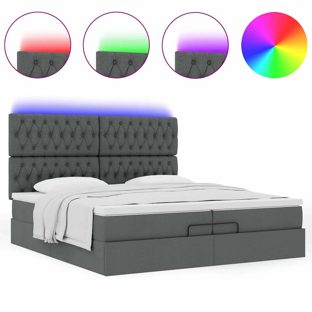 Struttura Letto Pouf con Materassi 200x200 cm in Tessuto