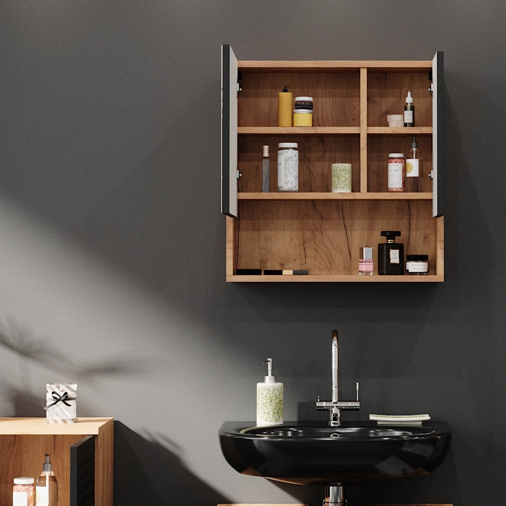 Vicco Mobile a specchio per il bagno Antracite puntinato 54 x 55 cm