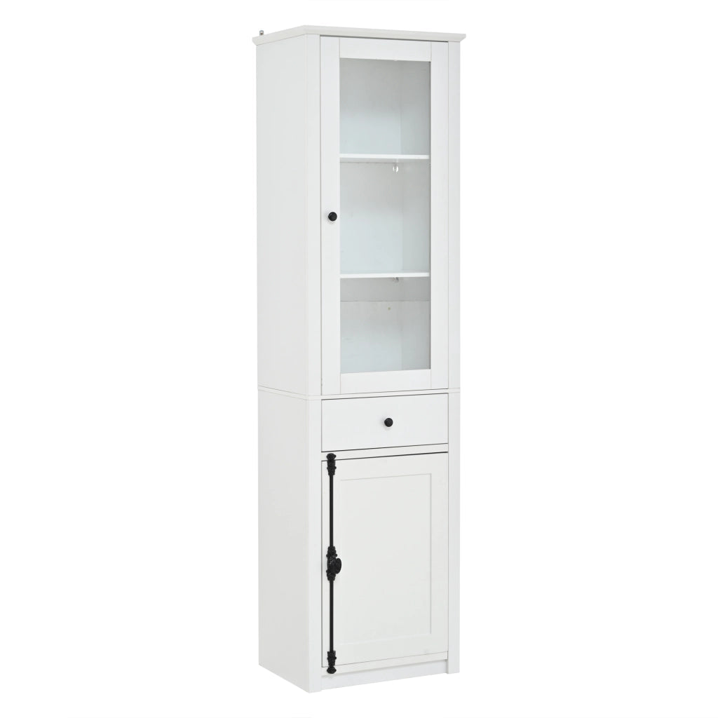Vetrina Alta con LED e Cassetto ¨C MINIMAL ¨C Bianco, 55x40x200 cm