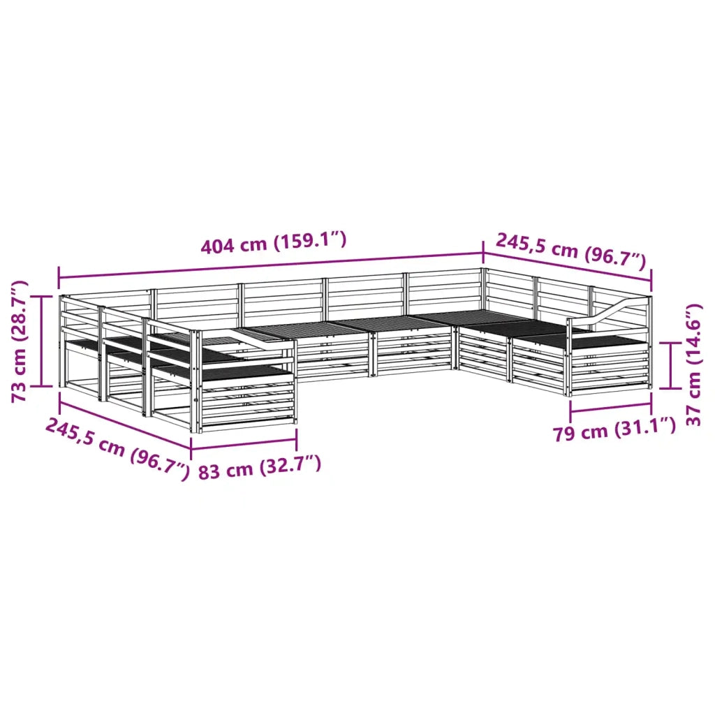 Set di divani da esterno 9 pcs Naturale