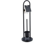 Porta WC con coperchio - spazzola per il water con porta - in acciaio inossidabile - verticale - nero