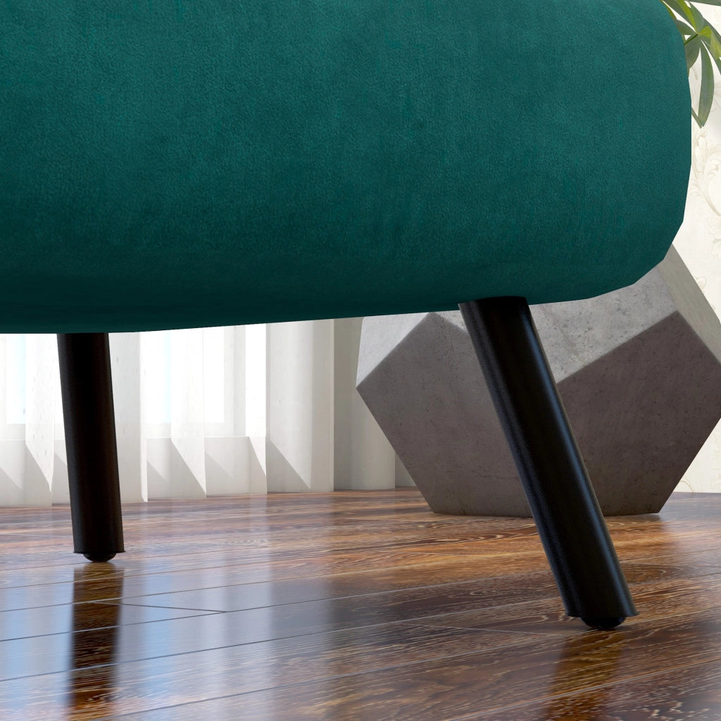 Poltrona Letto Singolo Reclinabile con Cuscino Sfoderabile in Tessuto Effetto Lino Verde
