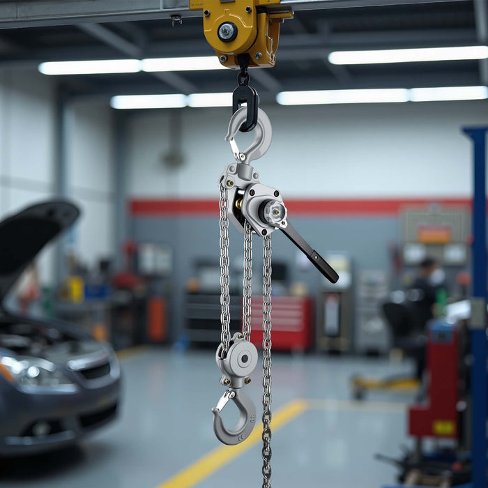 Mini paranco a catena manuale VM6 fino a 6 t, altezza di sollevamento di 1,5 m, in alluminio, per il sollevamento di carichi pesanti