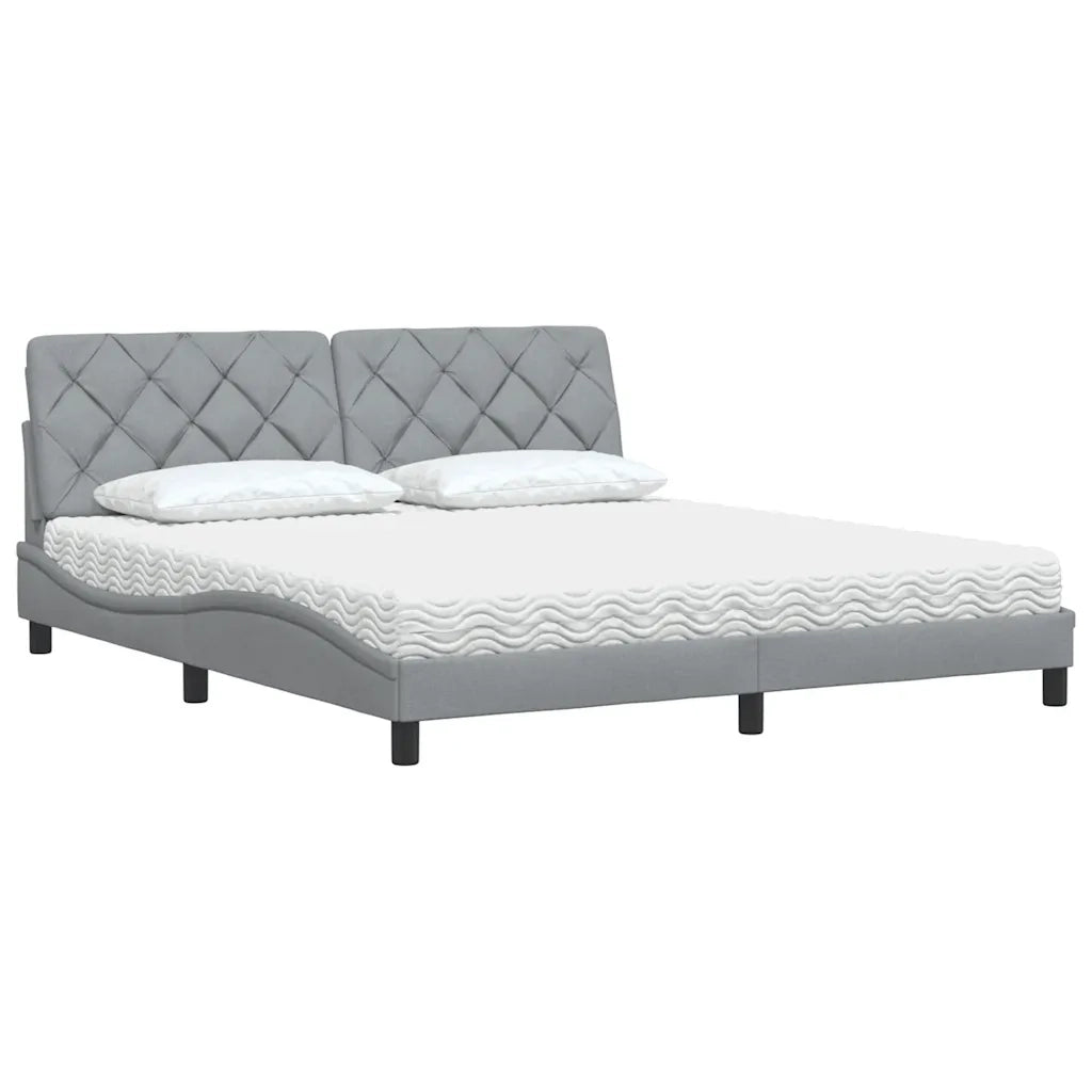 Letto con Materasso Grigio Chiaro180x200 cm Tessuto 3310755
