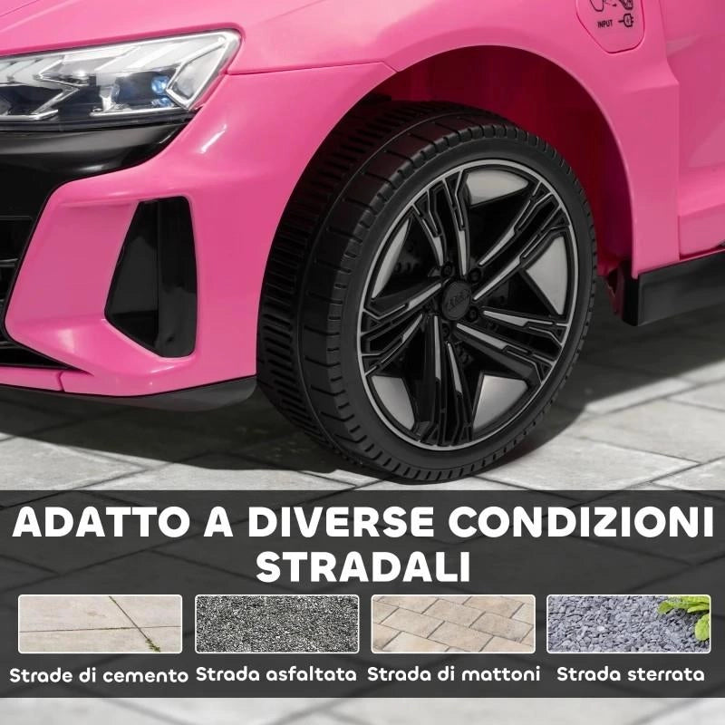 AUTO ELETTRICA PER BAMBINI 3-5 ANNI CON TELECOMANDO, SOSPENSIONI E CLACSON, 103X58X41 CM, ROSA