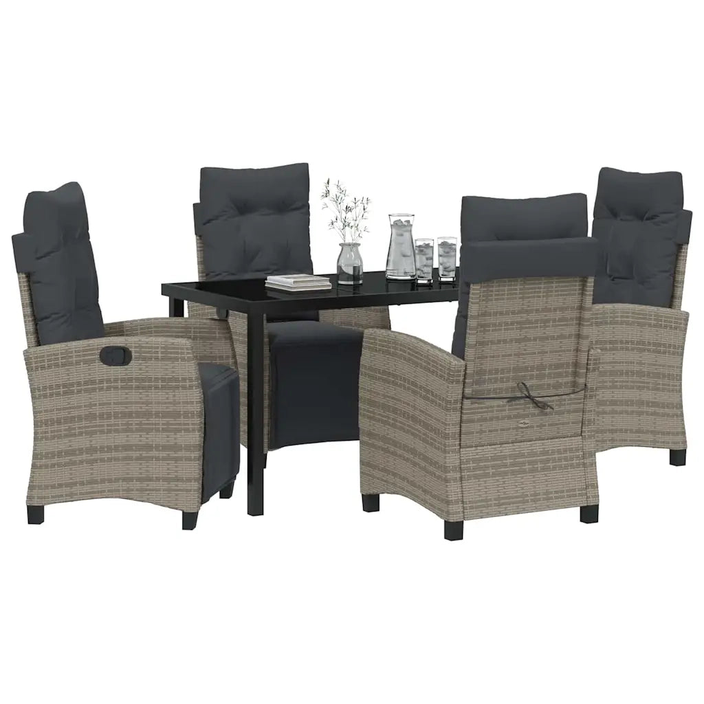 Set da Pranzo per Giardino con cuscino 5 pcs Grigio polyrattan 3380437