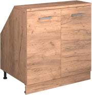 Mobile sottotetto Rion, Quercia dorata, 80 x 81.6 cm con 2 porte, carcassa 60 cm profondità, adatto per il salvaspazio sotto tetti spioventi