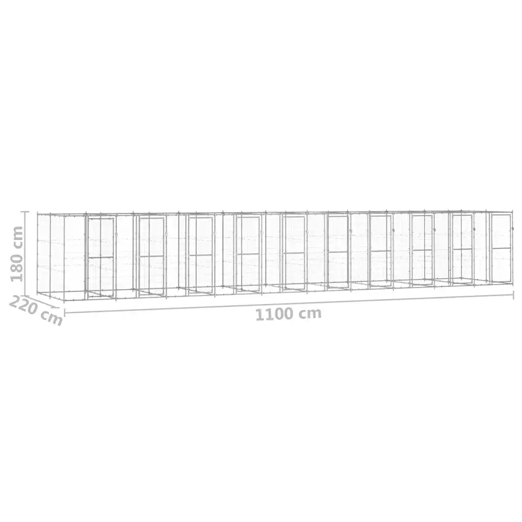 Gabbia per Cani da Esterno in Acciaio Zincato 24,2 m² 3082290