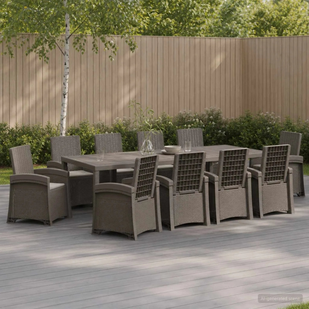Set da Pranzo per Giardino 11 pz Grigio Chiaro PP 3430182