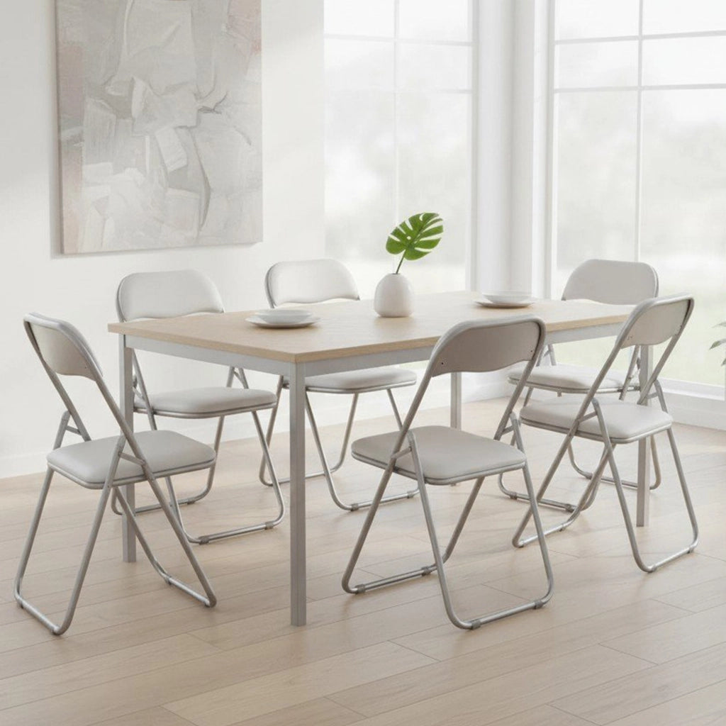 Set di sei sedie Antenore, colore bianco, Misure 43 x 47 x 78 cm