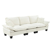 Divano modulare 3 posti con braccioli rimovibili e schienale imbottito in chenille beige