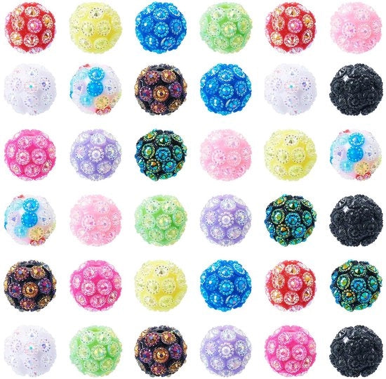 Kralen per gioielli 40 pezzi - 16mm cristalli - cristalli colorati in bubblegum - spaziatori rotondi - per creare gioielli - riflessi ipnotici - cristalli per gioielli