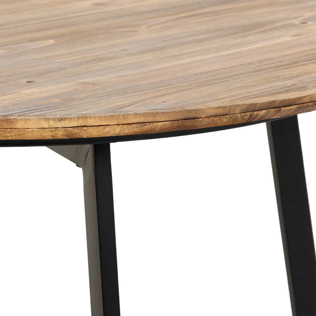 Tavolino rotondo in metallo e legno 80x80x45h cm