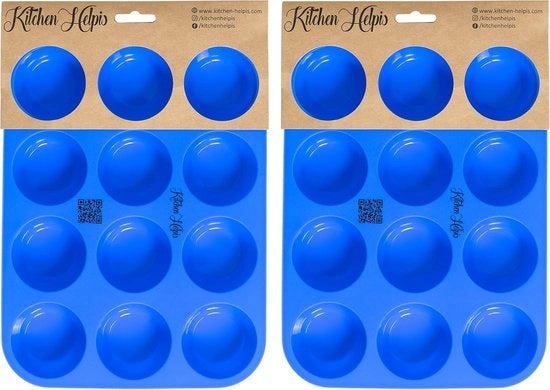 Panna per muffin senza BPA - Incluso libro di ricette - 12-cup forma per muffin in silicone con trattamento antiaderente