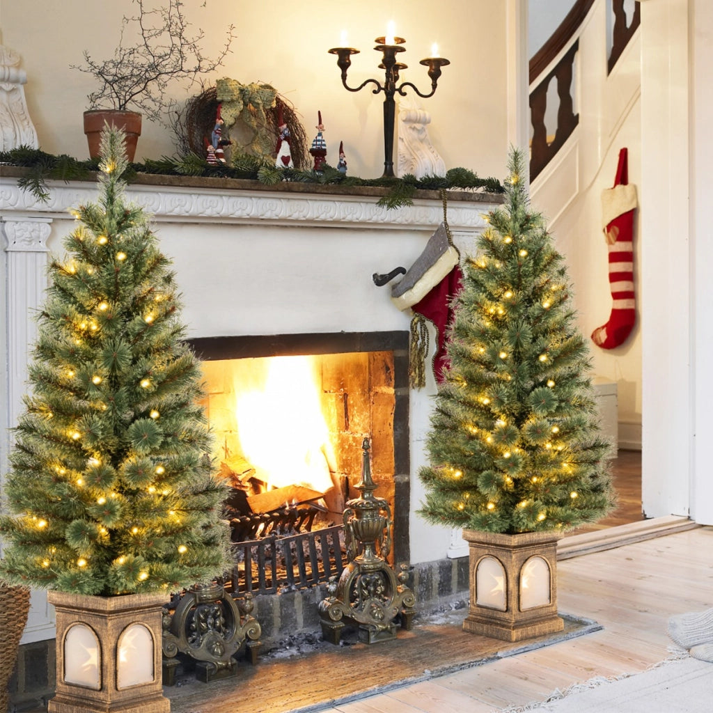 Albero di Natale artificiale con aghi di pino 116 punte di ramo 100 luci LED, Albero di Natale da 120cm-Alberi di Natale
