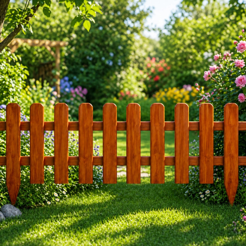 Staccionata In Legno Da Esterno Recinzione Per Giardino Terrazzo E Aiuole Barriera Decorativa Rustica Resistente Agli Agenti Atmosferici Facile Da Installare 120 x 45 Cm Legno Scuro
