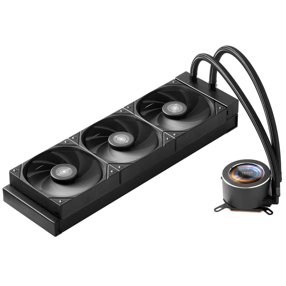 CPU Liquid Cooler, AIO CPU Water Cooler, 3x 120 Mm PWM Fans, Pump & 53 Mm LCD Display, Max. 2200 RPM CPU Cooler Fans, Compatible With Intel 115X/1366/2011/1700/1200, AMD AM4/AM5