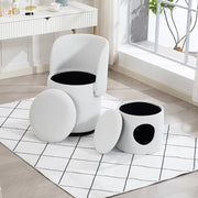 SEDIA Girevole 53x50x47 cm In Velluto Bianco con vano contenitore