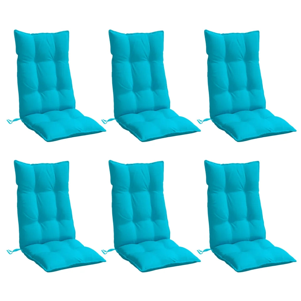 Cuscini per Sedia Schienale Alto 6pz Turchese in Tessuto Oxford 377667