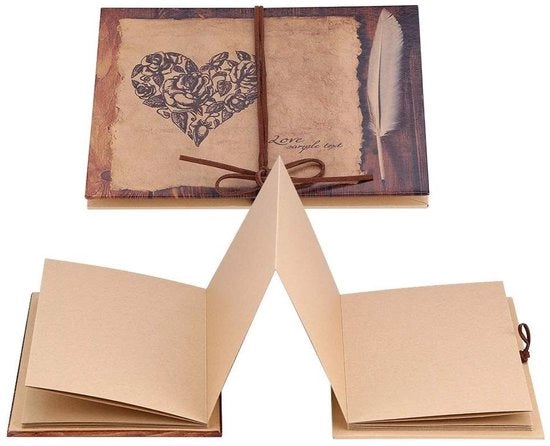 Album Fotografico Vintage - Rilegabile 21x15 cm - Album da Appendere - Carta Kraft - 34 Fogli - Album Creativo Artigianale
