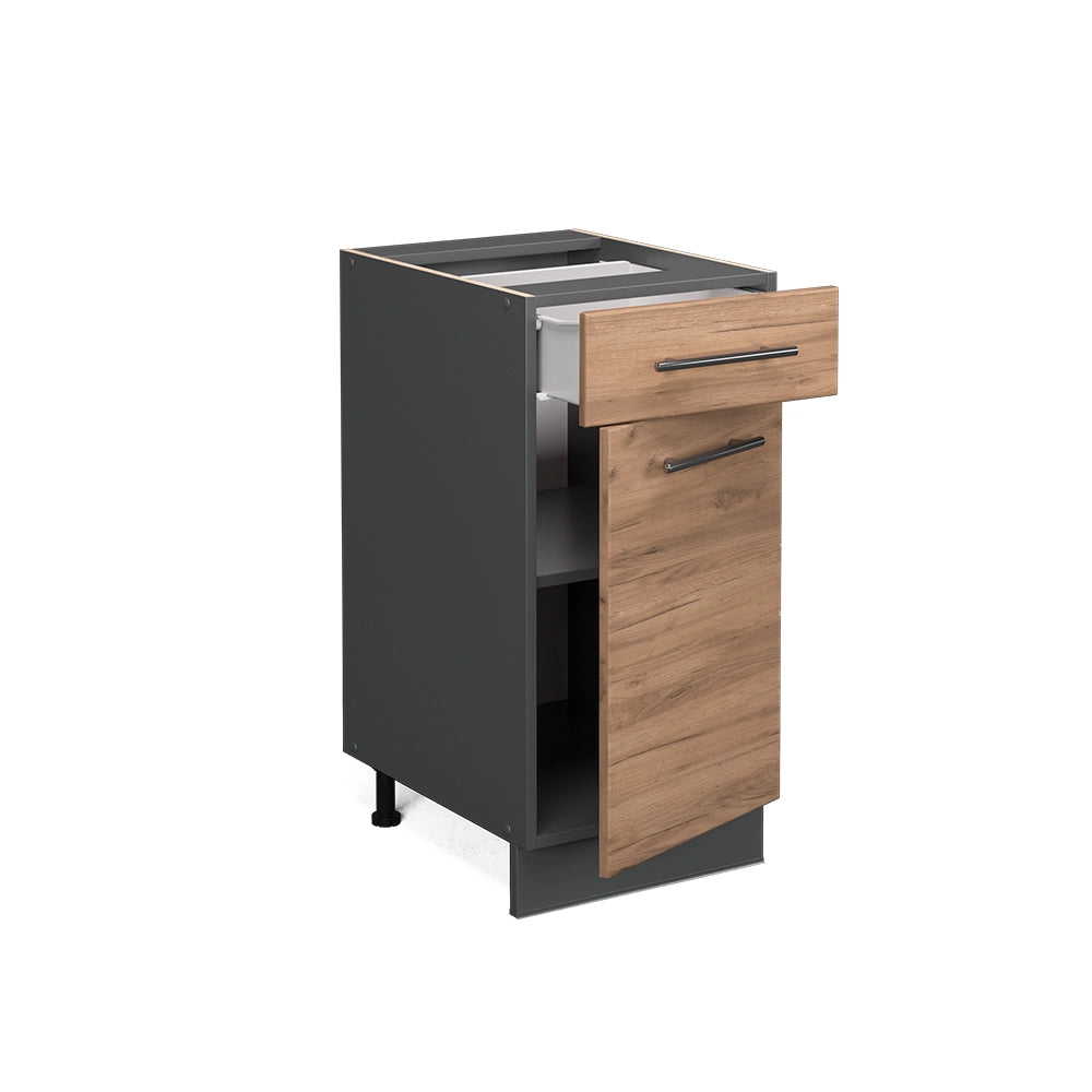 Mobiletto base per cucina Fame-Line Rovere dorato/Antracite 40 cm senza piano di lavoro Vicco