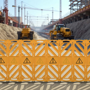 Barriera mobile portatile, barriera pieghevole 60 x 32 x 101 cm, recinzione estensibile fino a 3,9 m con ruote e maniglie, barriera in PE robusto