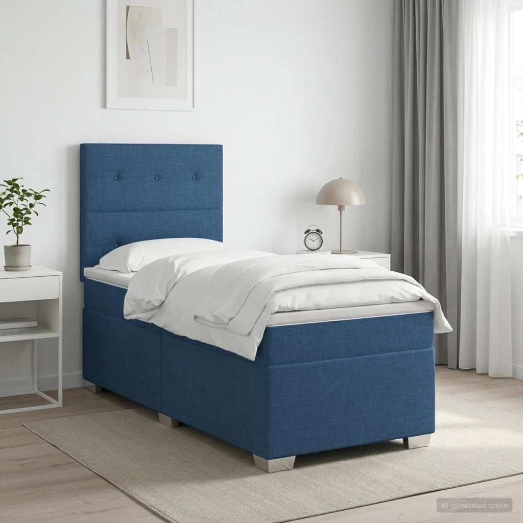 Letto box spring con materasso Blu 90 x 200 cm Tessuto 3454788