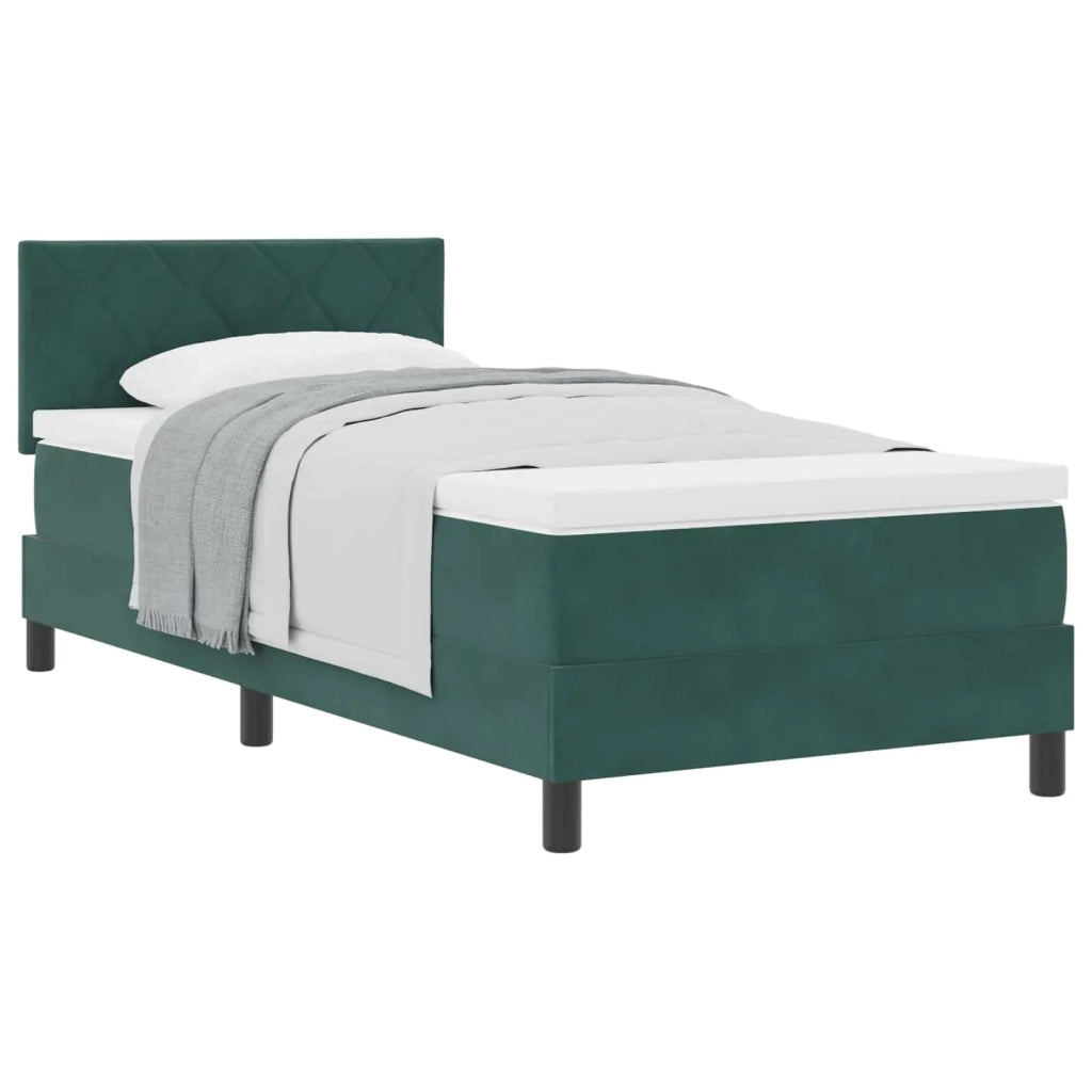 Letto a molle con materasso Verde Scuro 90 x 190 cm Velluto 3339209